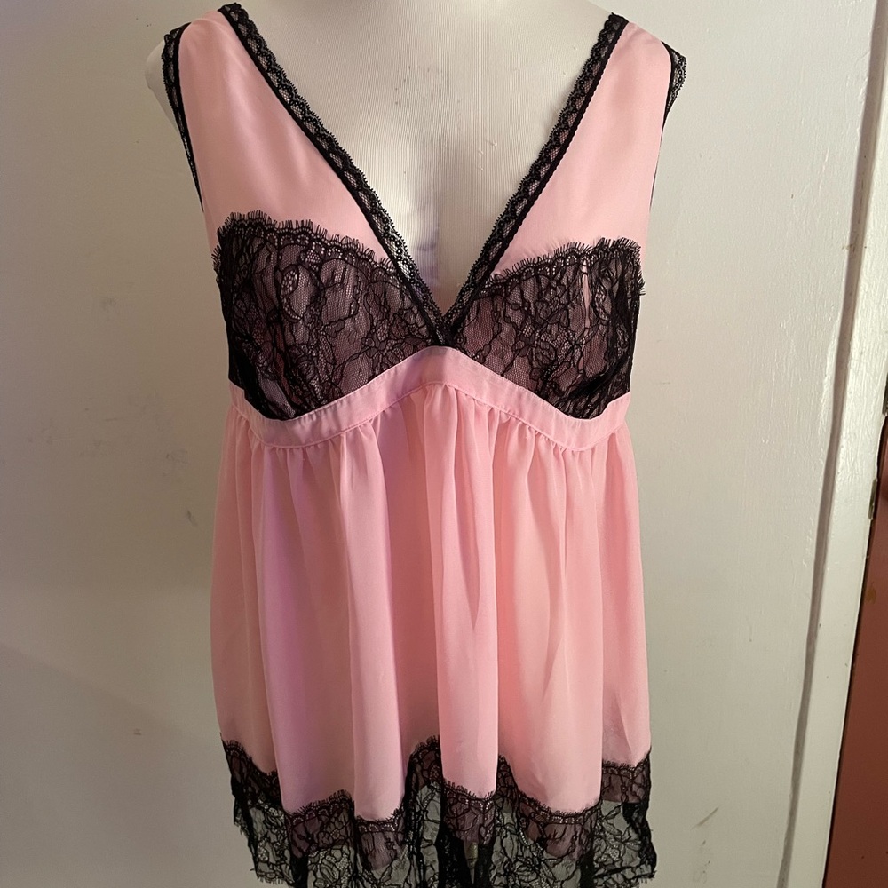 Cacique Blush Chemise with Ebony Lace